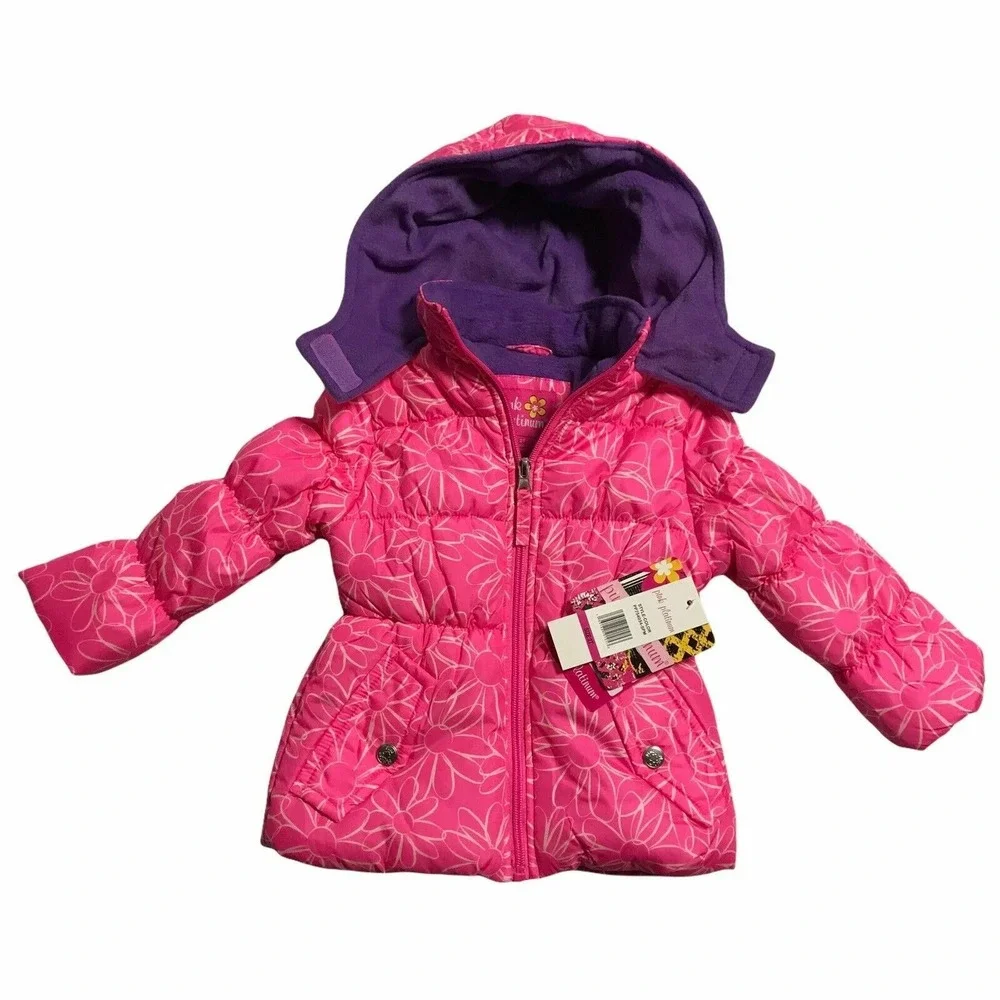 Pink Platinum‎ Toddler Girls Hooded Puffer Jacket 2T Pink Purple Fleece Lining